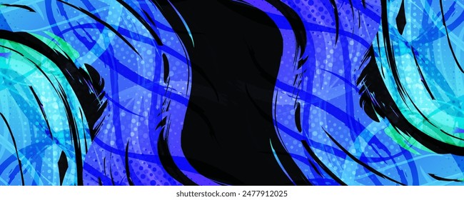 Abstractas fondo de pincel degradado vibrante y colorido con efecto de semitonos. Diseño de Anuncio deportivo Grunge. Ilustración de pinceladas