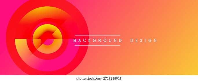 Abstractas diseño vibrante presenta círculos concéntricos, colores degradados. El texto lee el diseño de fondo. Estética moderna, impacto visual audaz.
