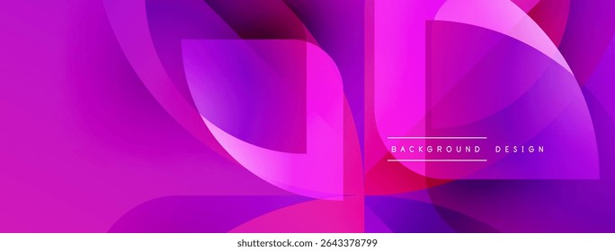 Abstract vibrant design features flowing shapes, gradients. Pink, purple hues dominate composition, creating modern aesthetic.