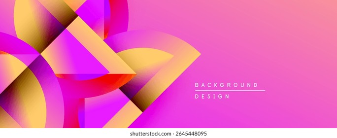 Abstract vibrant design features flowing shapes, gradients. Pink dominates, accented by yellow, purple hues. Modern, dynamic composition.