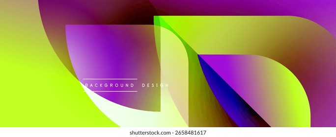 Abstractas diseño vibrante cuenta con Formas que fluyen, Gradientes. Los tonos morados, amarillos y azules se combinan a la perfección creando un efecto visual dinámico.