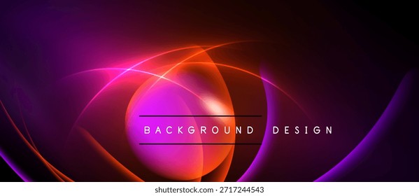 Abstractas diseño vibrante cuenta con curvas fluidas, colores brillantes. El texto lee el diseño de fondo centrado en Formas brillantes. La iluminación dramática crea profundidad.