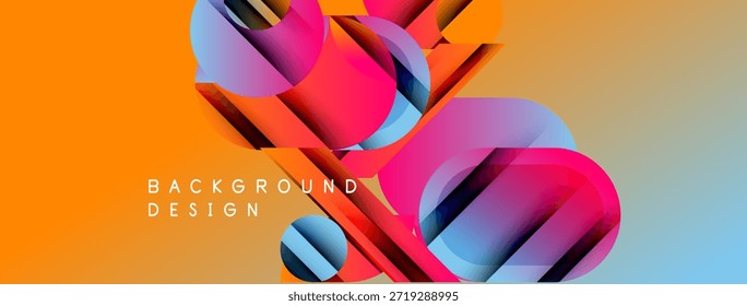 Abstractas diseño vibrante cuenta con Formas geométricas, Gradientes. Los tonos naranja, azul y rojo crean un impacto visual dinámico. Textura de fondo moderna.