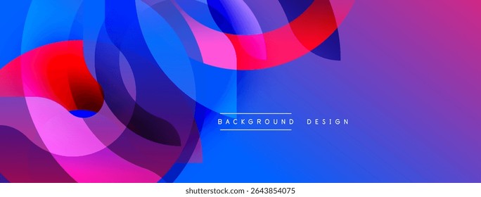 Abstract vibrant design features overlapping colorful shapes. Gradient hues create dynamic visual effect. Modern background suitable for various projects.