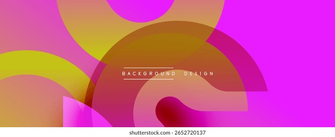 Abstract vibrant design features overlapping circles. Pink, orange, yellow hues create dynamic visual effect. Modern background element.