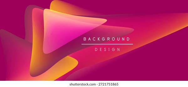 Abstractas diseño vibrante cuenta con Formas superpuestas, Gradientes. Los tonos rosados y naranjas dominan la composición. El texto lee el diseño de fondo.