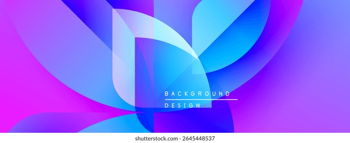 Abstract vibrant design. Flowing shapes blend purple, blue hues. Modern aesthetic, dynamic composition, suitable background element.