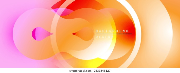 Abstract vibrant design. Gradient colors blend, creating smooth transitions. Circles overlap, forming dynamic composition. Modern aesthetic.