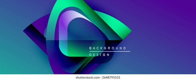 Abstract vibrant design. Layers create dynamic visual effect. Blue, purple, green hues dominate composition. Modern aesthetic.