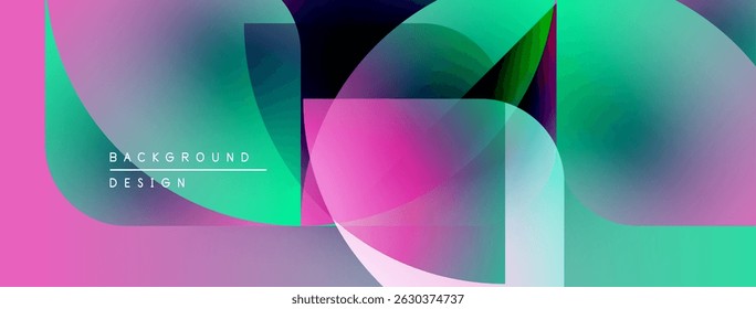 Abstract vibrant design. Overlapping circles create dynamic visual effect. Pink, turquoise hues dominate composition. Modern aesthetic.