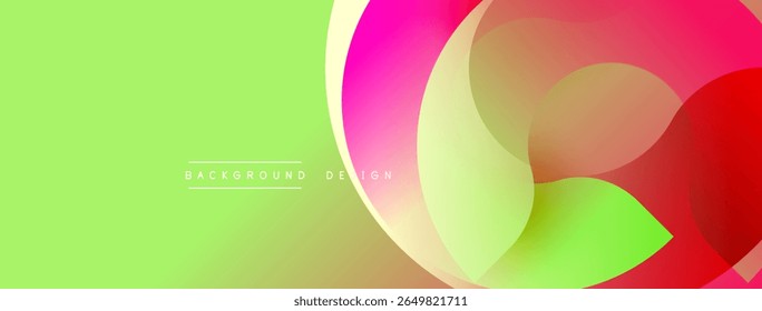 Abstract vibrant design. Overlapping circles create dynamic gradient effect. Light green background complements pink, white hues. Modern aesthetic.