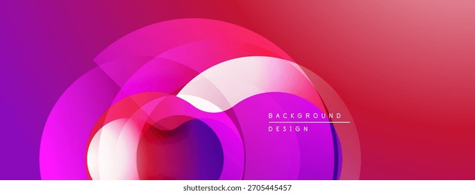 Abstract vibrant design. Overlapping circles create dynamic visual effect. Gradient colors blend smoothly, forming modern backdrop.