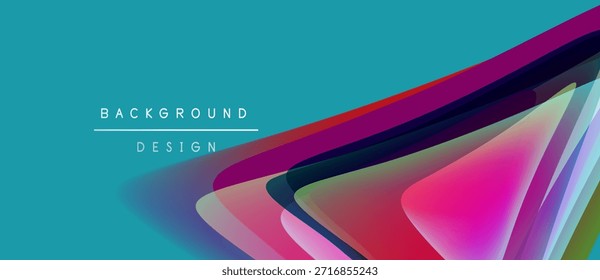 Design vibrante e abstrato. A sobreposição de camadas cria um efeito visual dinâmico. Fundo azul-petróleo complementa formas coloridas, estética moderna.