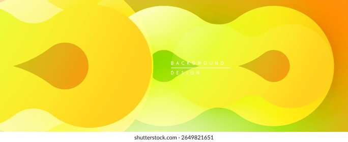 Abstract vibrant design. Overlapping shapes create dynamic visual effect. Yellows, greens blend seamlessly, modern aesthetic.