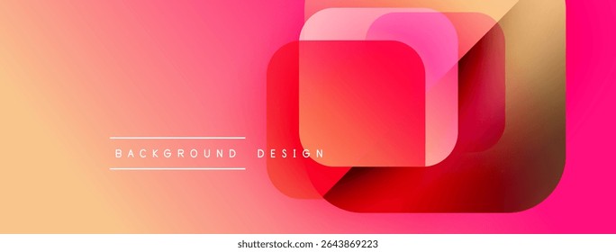 Abstract vibrant design. Overlapping squares create dynamic visual effect. Gradient colors blend smoothly, offering modern aesthetic.
