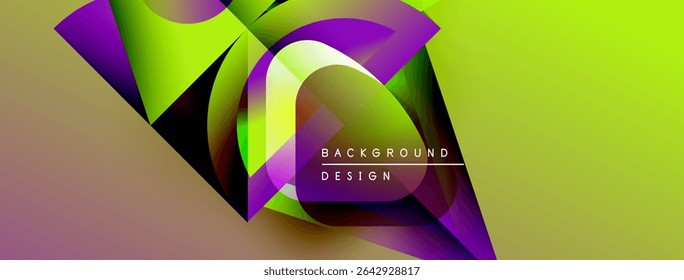 Abstract vibrant design. Purple, green hues blend. Dynamic shapes create modern visual impact. Text reads background design.