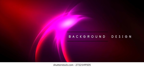 Abstractas diseño vibrante. Los tonos rojos y rosados se mezclan con el fondo oscuro. Las elegantes curvas crean un efecto visual dinámico. Estética moderna.