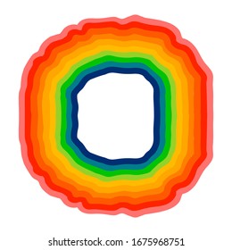 Abstract vibrant design of of wavy striped rainbow in the circular shape. Isolated template