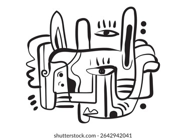 abstract and vibrant face art composition featuring overlapping