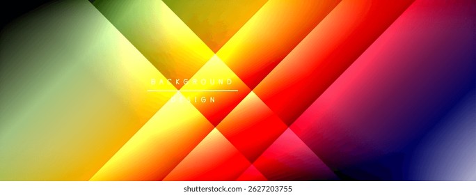 Abstract vibrant geometric design. Overlapping colorful layers create dynamic visual effect. Text reads background design.