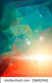 Abstract Vibrant Geometric Triangles Banner with Sparkles. eps10 vector