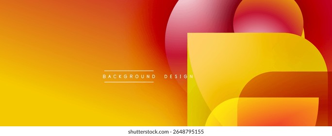 Abstract vibrant gradient background. Overlapping shapes create dynamic visual effect. Warm colors dominate composition. Modern design element.