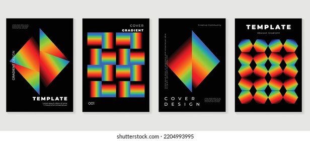 Abstract vibrant gradient background vector  Futuristic style cover template and colorful  geometric shapes  rainbow  triangle  Modern wallpaper design for poster  flyer  decorative  card  prints 