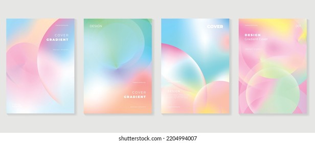 Abstract vibrant gradient background vector  Minimalist style cover template and shapes  bubble  pastel color  circles  Modern wallpaper design perfect for poster  flyer  decorative  card  prints 