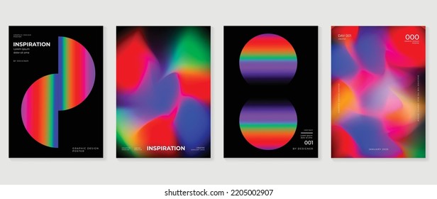 Abstract vibrant gradient background vector  Futuristic style cover template and colorful  geometric shapes  rainbow  circles  Modern wallpaper design for poster  flyer  decorative  card  prints 