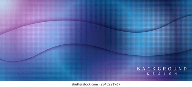 Abstract vibrant gradient background vector. Futuristic style wallpaper with geometric shape, dots halftone pattern. Digital modern wallpaper design for backdrop, website, business, technology.