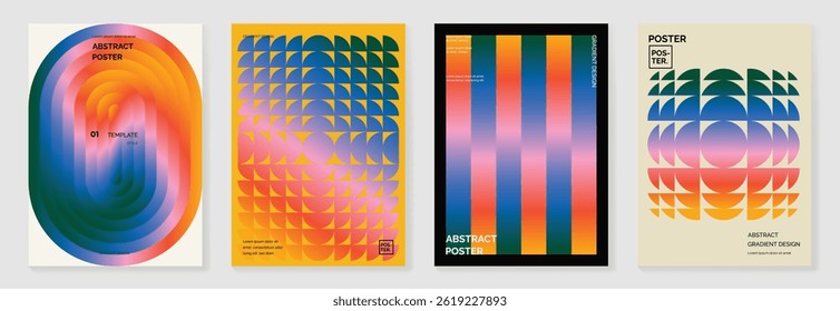 Abstract vibrant gradient background vector. Retro cover template with shapes, 70s colorful and liquid color. Modern wallpaper design perfect for social media, idol poster, photo frame.