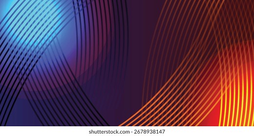 Abstract Vibrant gradient  background vector .  Colorful gradient wave lines on dark modern background
