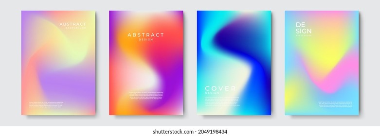 Abstract vibrant gradient geometric cover designs, trendy brochure templates, colorful futuristic posters. Vector illustration.