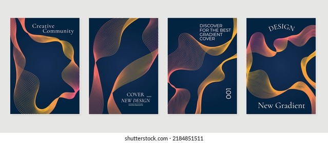 Abstrakter, lebhafter Farbverlauf-Linien-Hintergrund, Vektorgrafik. Futuristische Cover-Vorlage mit Zeilenverzerrung, Wellenlinie und gekrümmten Linien. Modernes Tapete-Design perfekt für Social Media, Dol Poster, Werbung.