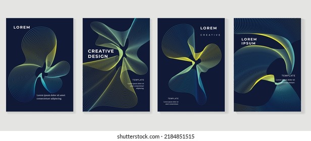Abstract vibrant gradient line background vector. Futuristic style cover template with line distortion, wave and curved lines. Modern wallpaper design perfect for social media, idol poster, ads.
