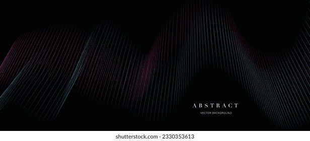 Abstract vibrant gradient line background vector. Futuristic style wallpaper with line distortion, wave, curved lines, colorful. Modern wallpaper design for backdrop, website, business, technology.