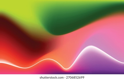 Abstraktes, lebendiges Farbverlauf-Mesh mit lebendigen Farben auf dem Hintergrund. Der Hintergrund mit wellenförmiger Farbabstufung für Kopienraum, Poster, Banner, Umschlag oder Präsentationsseite.