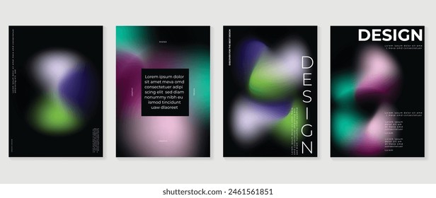 Abstract vibrant gradient mesh poster background vector set. Saturated Colors blurred fluid texture. design modern template for posters, banners, brochures, flyers, covers, websites.