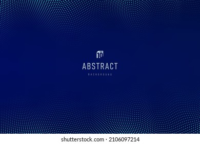 Abstract vibrant green and blue wavy dot line pattern banner design with copy space. Technology particles 3D movement of sound dynamic background. Modern template design. Vector illustration