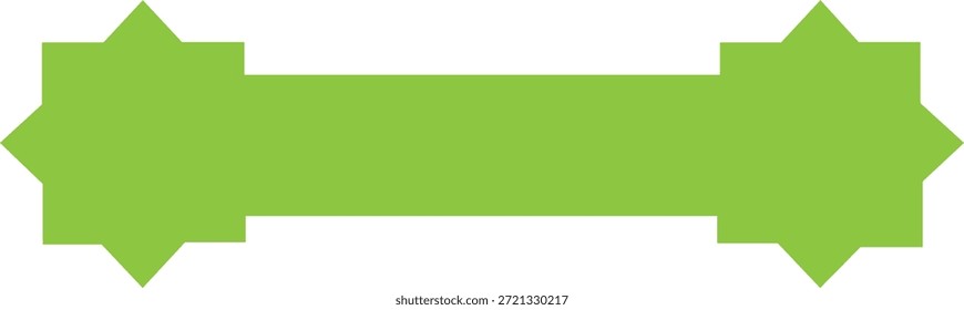 An abstract and vibrant green symmetrical shape features a central rectangular bar with star-like, pointed ends, providing a modern and versatile graphic element for various design projects requiring a bold and simple visual presentation.