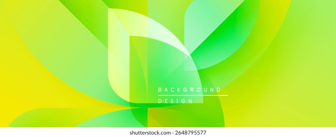 Abstract vibrant green yellow background. Fluid shapes suggest leaves, growth, modern design elements. Minimalist text overlay present.