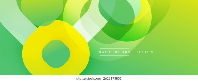 Abstract vibrant green yellow shapes overlap. Modern design suggests energy, growth, positivity. Smooth gradients create depth.