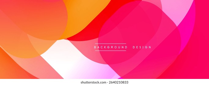 Abstract vibrant layers blend. Orange, red, pink hues create modern background. Text reads background design. Smooth gradients dominate composition.