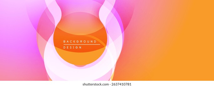Abstract vibrant layers create dynamic visual effect. Orange, pink hues blend smoothly. Modern design element for backgrounds.