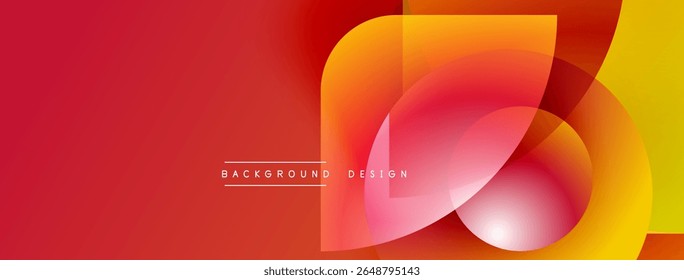 Abstract vibrant layers create dynamic visual effect. Red, orange, yellow hues blend smoothly, modern design element.