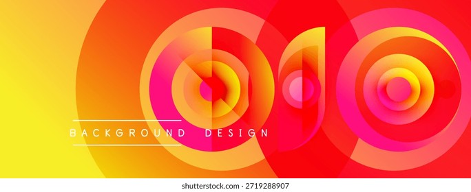 Las capas vibrantes Abstractas crean un diseño circular dinámico. Los colores cálidos se mezclan, formando un elemento de fondo moderno. El texto lee el diseño de fondo.