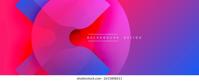Abstract vibrant layers create flowing shapes. Gradient colors blend, forming dynamic visual experience. Modern design element.