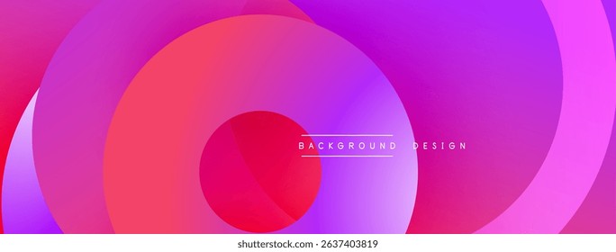 Abstract vibrant layers create flowing circular pattern. Gradient colors blend, forming modern background design. Smooth transitions, dynamic composition.