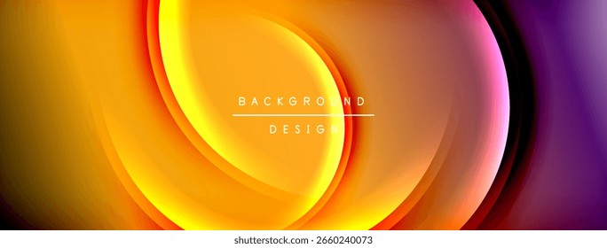 Camadas vibrantes abstratas criam formas fluidas. Cores quentes se misturam em tons roxos frios. Design moderno para fundos, apresentações.