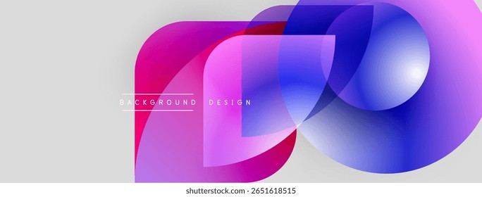 Abstract vibrant layers overlap. Gradient colors blend, creating modern background design. Text reads background design.